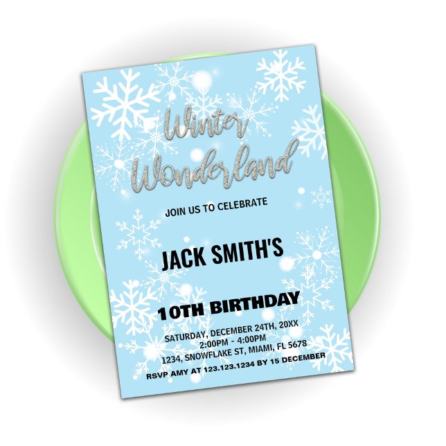 Winter Wonderland Anniversaire Invitations Argent (Winter Wonderland Birthday Invitations Silver)