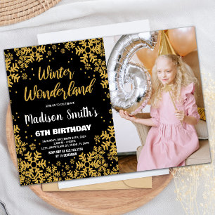Winter Wonderland Anniversaire Invitations Black P