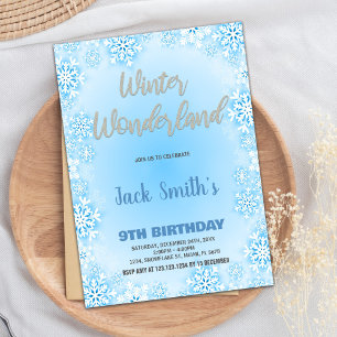 Winter Wonderland Anniversaire Invitations Bleu