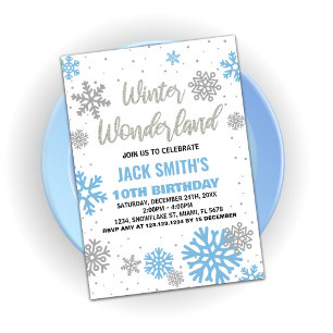 Winter Wonderland Anniversaire Invitations Bleu Bl