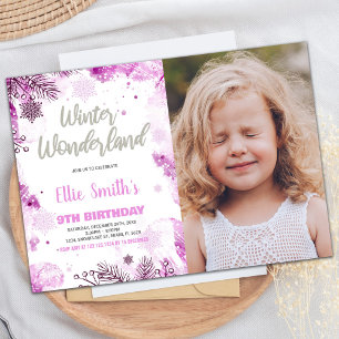 Winter Wonderland Anniversaire Invitations Pink Ph