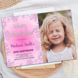 Winter Wonderland Anniversaire Invitations Pink Ph