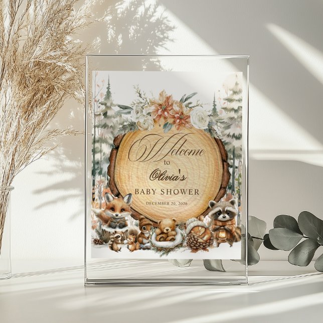 Winter Wonderland Aquarelle Animaux Affiche de bie (Créateur téléchargé)