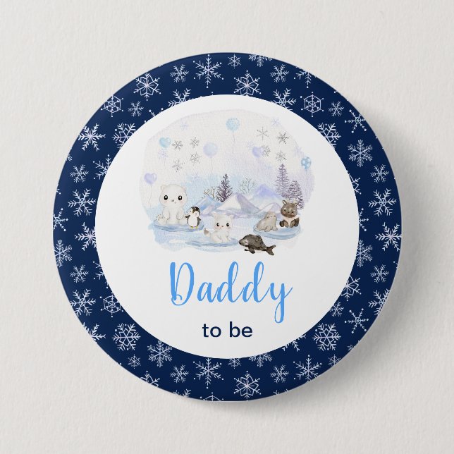 Winter Wonderland Arctic Animals Daddy To Be Button (Vorderseite)