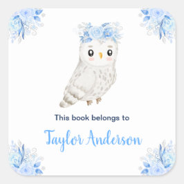 Winter Wonderland Arctic Owl Kids Bookplate Quadratischer Aufkleber