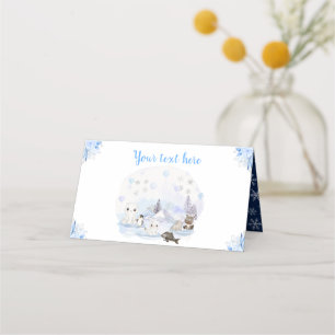 Winter Wonderland Arktische Tiere Baby Shower Platzkarte