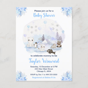Winter Wonderland Arktische Tiere Baby Shower Postkarte