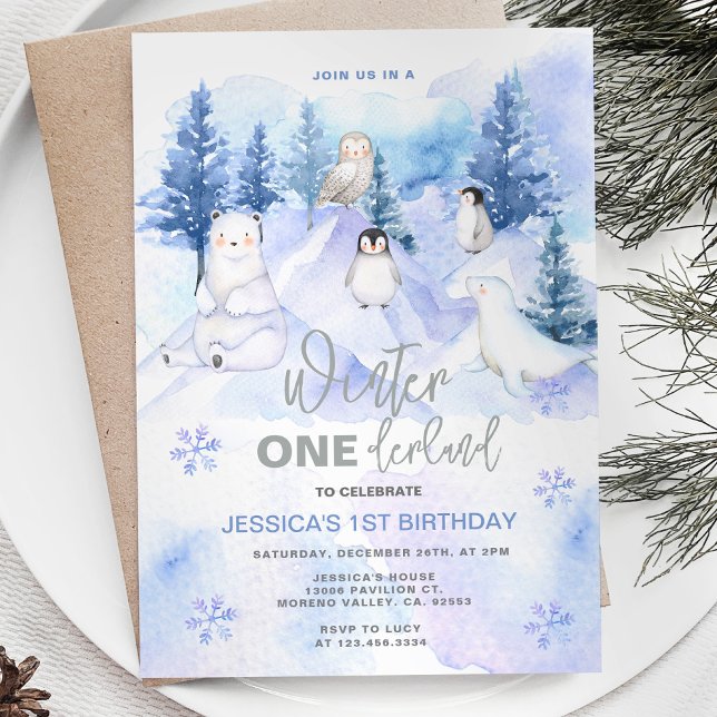 Winter Wonderland Arktische Tiere Geburtstag Einladung (Von Creator hochgeladen)