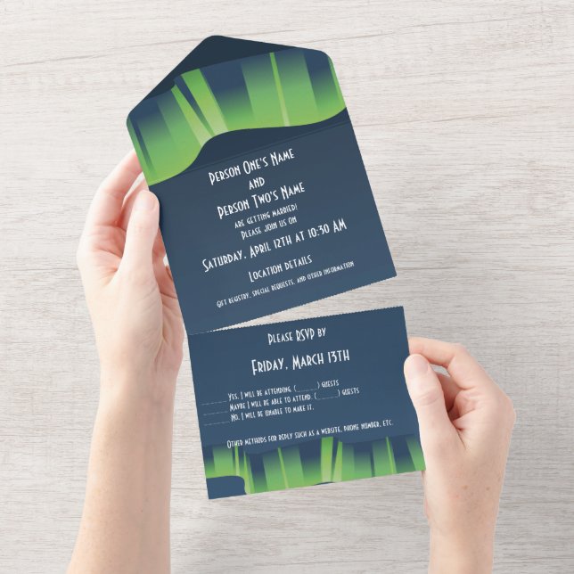 Winter Wonderland Auroras All In One Einladung (Abreißen)