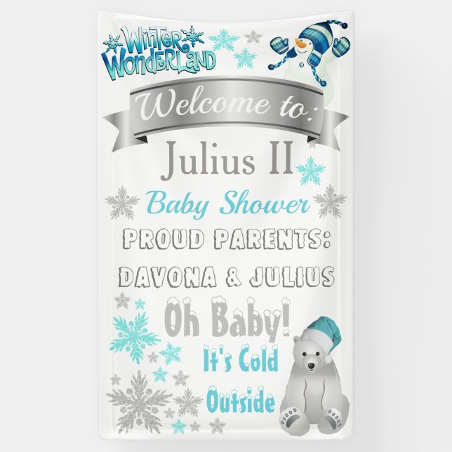 Winter Wonderland Baby Duschbanner Banner (Vertikal)