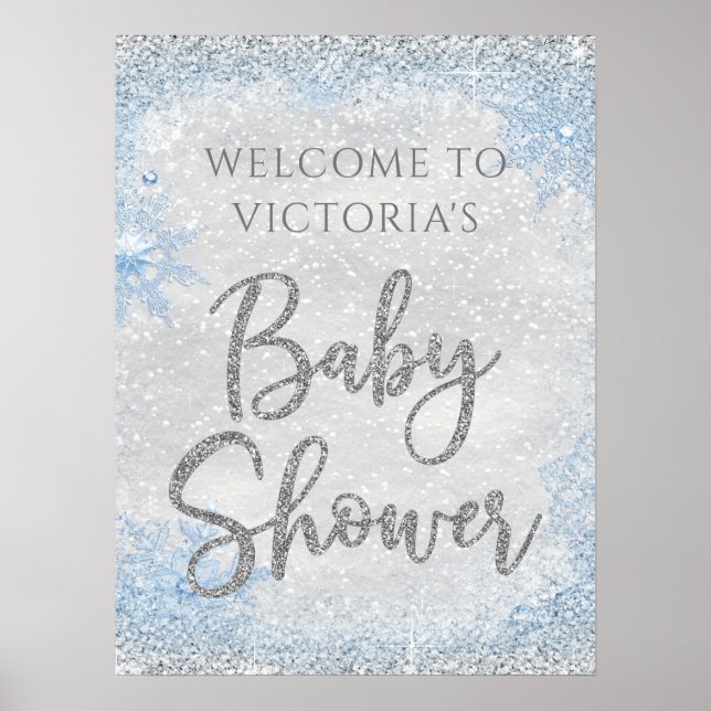 Winter Wonderland Baby Dusche Begrüßungszeichen Poster (Vorne)