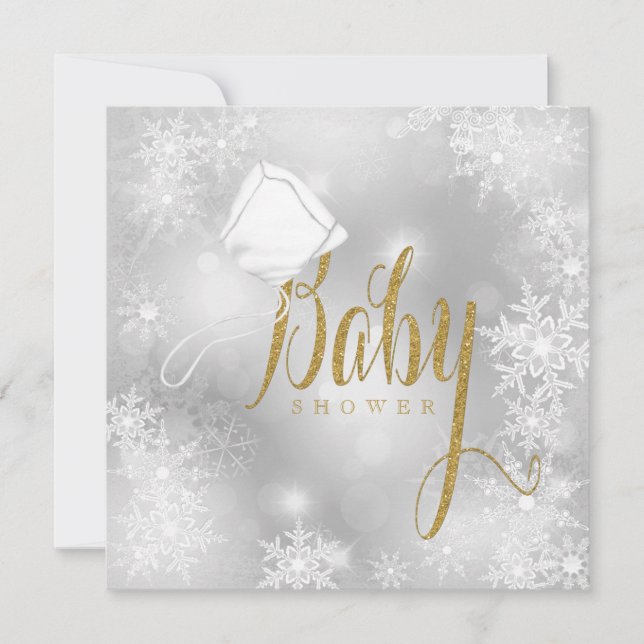Winter Wonderland Baby Dusche Einladung (Vorderseite)