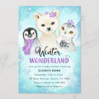 Winter Wonderland Baby Dusche Einladung Mädchen