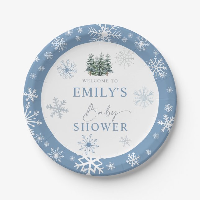Winter Wonderland Baby Dusche Pappteller (Vorderseite)