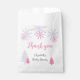 Winter Wonderland Baby Dusche Rosa Schneeflocken Geschenktütchen