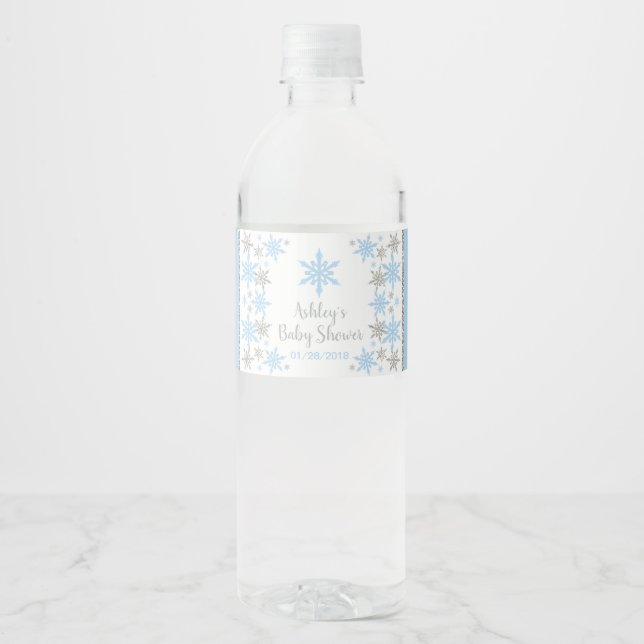Winter Wonderland Baby Dusche Wasserflaschen Label (Vorderseite)