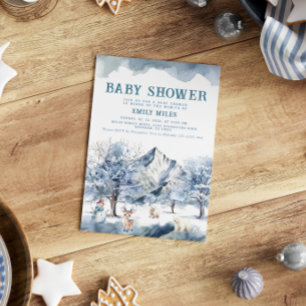 Winter Wonderland Baby shower bleu Invitation