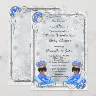 Winter Wonderland Baby shower Invitation Twins Boy