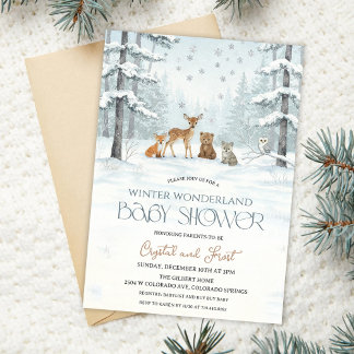 Winter Wonderland Baby Shower Waldtiere Einladung