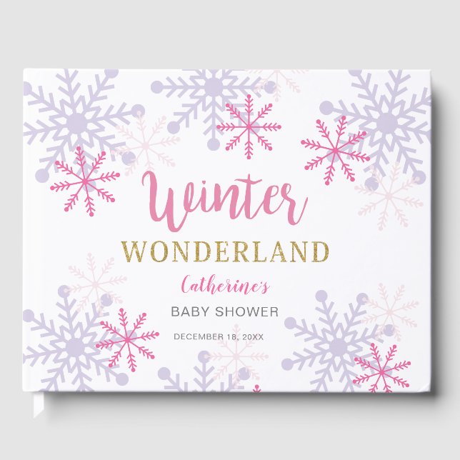 Winter Wonderland Baby Showflakes Holiday Gästebuch (Vorderseite)