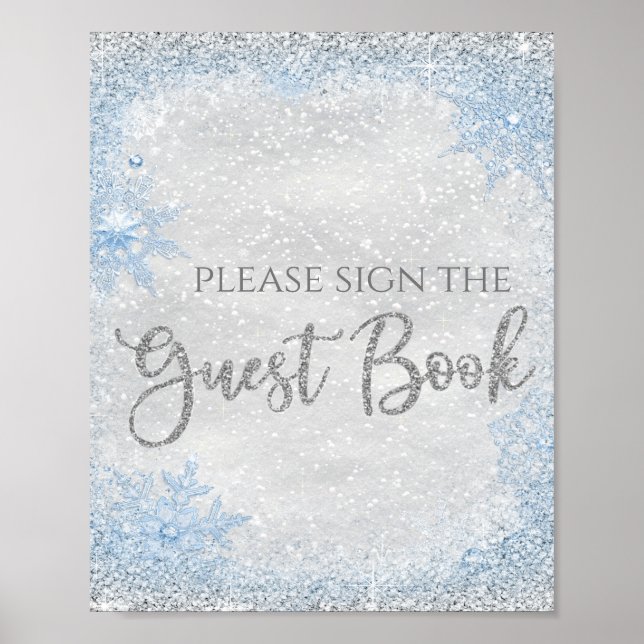 Winter Wonderland Baby Showroom Gästebuchsignatur Poster (Vorne)