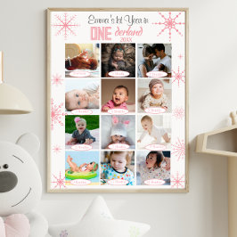 Winter Wonderland Baby's 1. Jahr Foto Collage