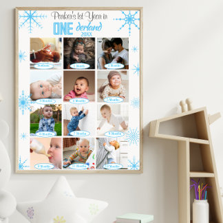 Winter Wonderland Baby's 1. Jahr Foto Collage