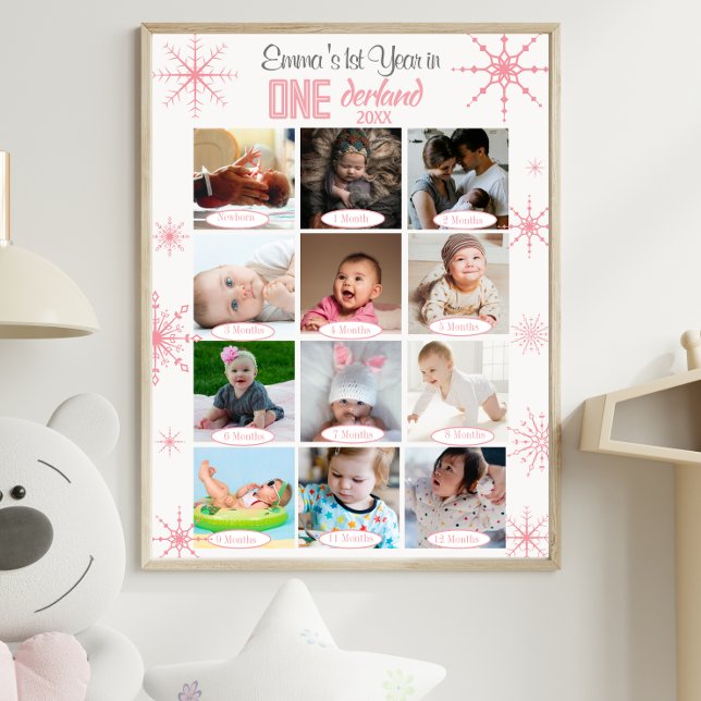 Winter Wonderland Baby's 1st Year Photo Collage (Créateur téléchargé)