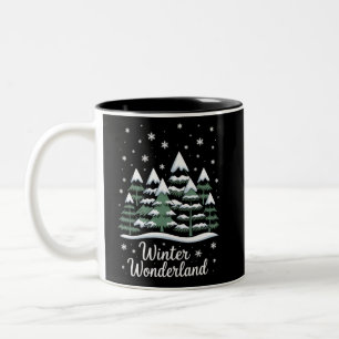 Winter Wonderland Bäume Weihnachten Familie Crew  Zweifarbige Tasse
