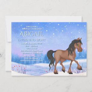 Winter Wonderland Bay Pferd und Schnee zum Geburts Einladung
