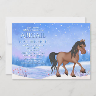 Winter Wonderland Bay Pferd und Schnee zum Geburts Einladung