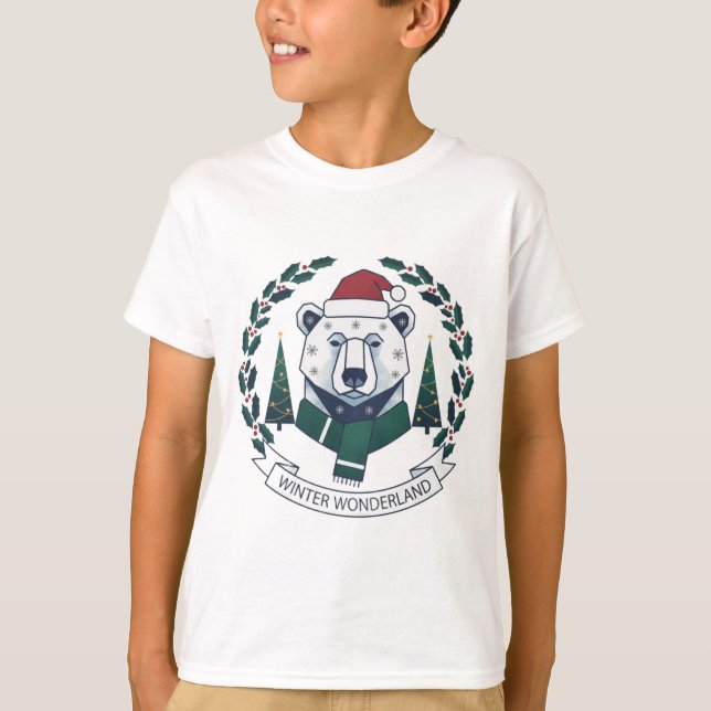 Winter Wonderland Bear – Cute Santa Hat Christmas  T-Shirt (Vorderseite)