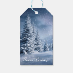 Winter Wonderland bereifte Bäume schneebedeckter W Geschenkanhänger