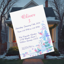 Winter Wonderland Birthday Invitation, Snowman 