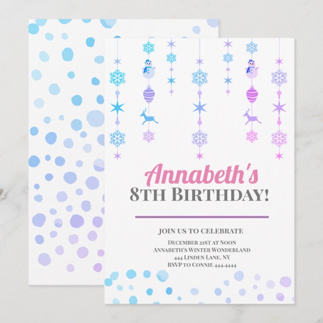 Winter Wonderland Birthday Party Einladung (Vorne/Hinten)