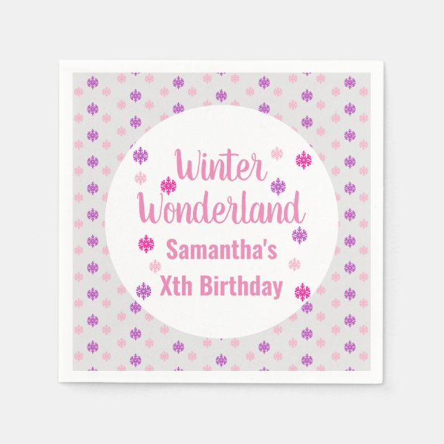 Winter Wonderland Birthday Serviette (Vorderseite)