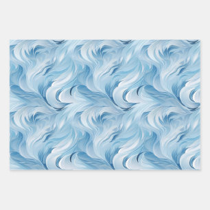 Winter Wonderland Blau frostiges Muster Geschenkpapier Set