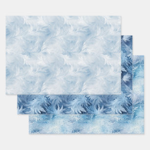 Winter Wonderland Blau frostiges Muster Geschenkpapier Set