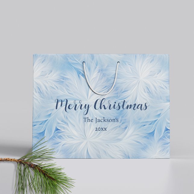 Winter Wonderland Blau frostiges Muster Große Geschenktüte (Von Creator hochgeladen)