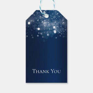 Winter Wonderland Blau Silber Glitzernde Lichter Geschenkanhänger