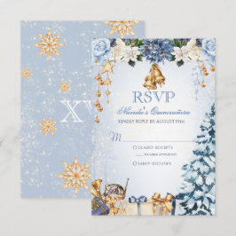 Winter Wonderland Blau und Gold Quinceanera RSVP Karte