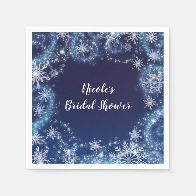 Winter Wonderland Blau & Weiß Sparkassen Schneeflo Serviette (Vorderseite)