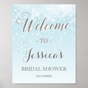 Winter Wonderland Blaues Hochzeitsdusche Willkomme Poster