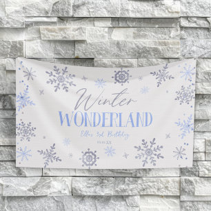 Winter Wonderland Blaues Schneeflocken-Geburtstags Banner