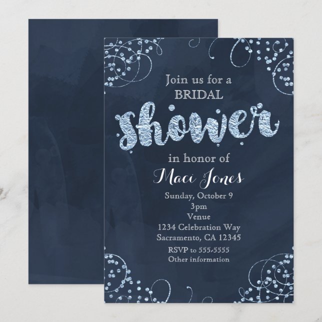 Winter Wonderland Blue Bridal Dusche Einladung (Vorne/Hinten)
