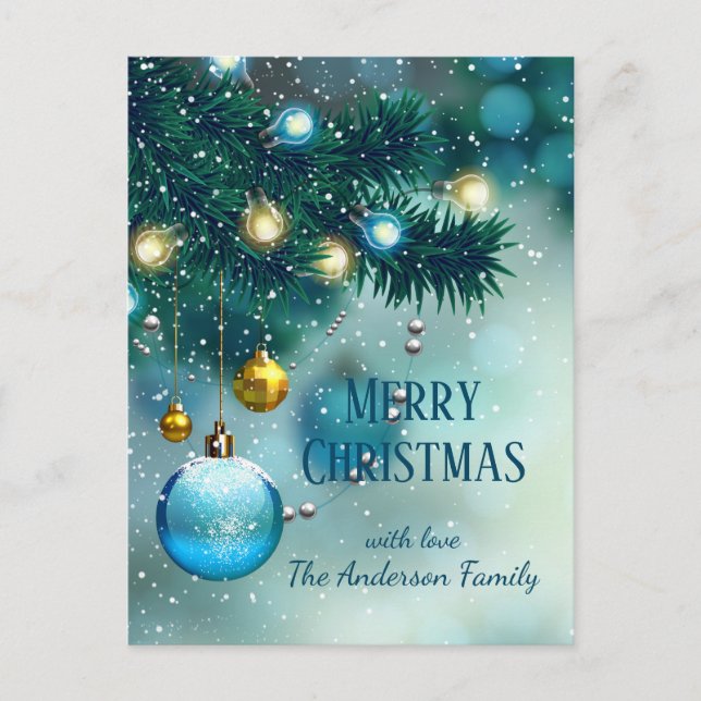 Winter Wonderland Blue Christmas Baubles Postkarte (Vorderseite)