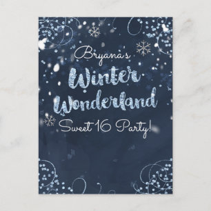 Winter Wonderland Blue Event Save the Date Ankündigungspostkarte