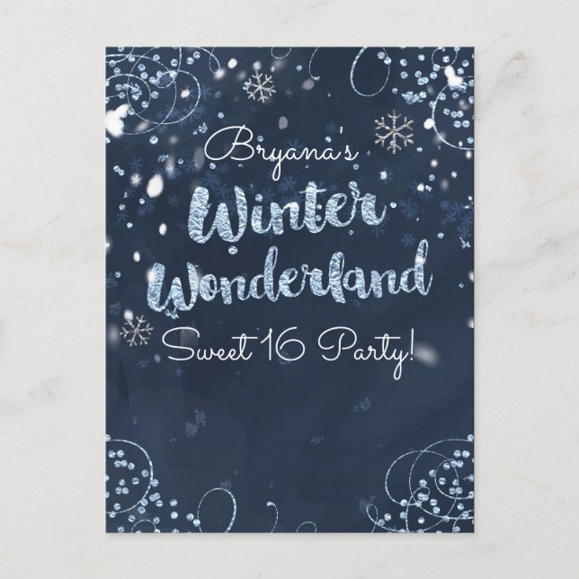 Winter Wonderland Blue Event Save the Date Ankündigungspostkarte (Vorderseite)