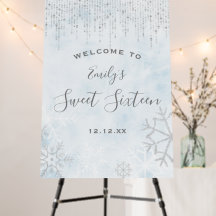 Winter Wonderland Blue Silver Snow Ice Sweet 16 Fr