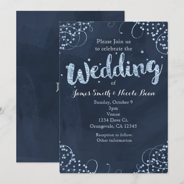 Winter Wonderland Blue & Simple Weditation Einladu Einladung (Vorne/Hinten)